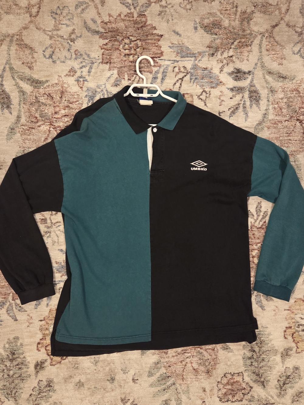 Vintage Umbro Men’s Two-Tone Long Sleeve Polo